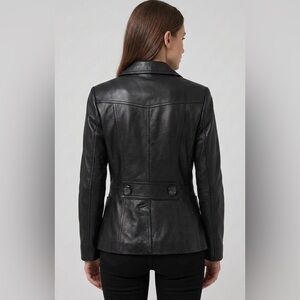 NWOT Classic Black Faux Leather Women's Jacket in size XXS or Junior Large